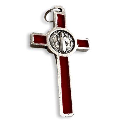 Red St. Benedict Cross  - Tiny Pendant - Rosary Parts - Crucifix | Catholically