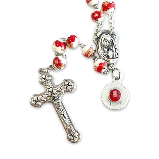 Red St. JPII Ceramic Rosary - Catholic Prayer Beads - Blessed by Pope | Catholically