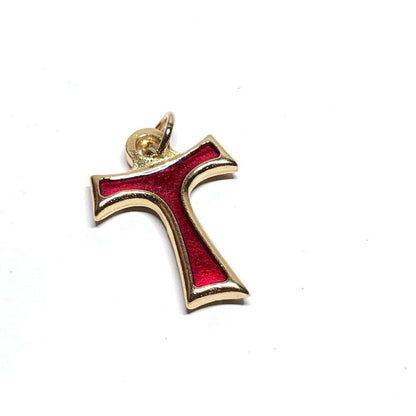Red Tau Cross Blessed By Pope - Small - Pax Et Bonum Franciscan Crucifix | Catholically
