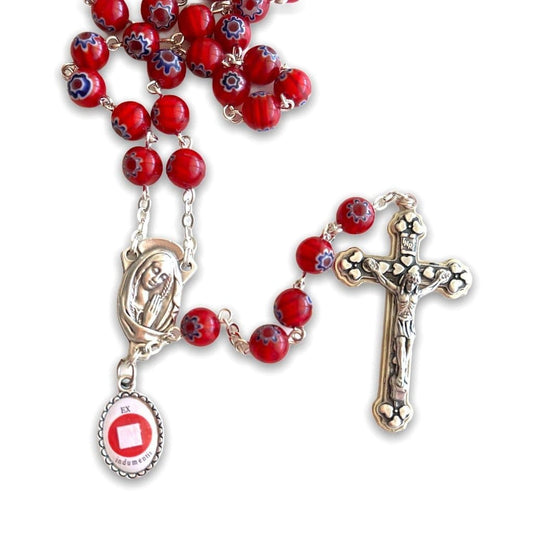 Red Venetian Glass Murrina - St. John Paul II Relic Rosary | Catholically
