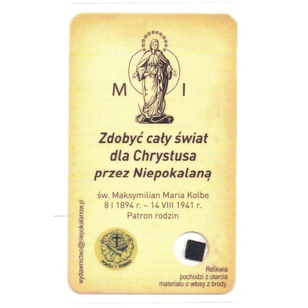 Relic Card | Reliquary St. Maximilian Maria Kolbe Relic - Estate | Catholically
