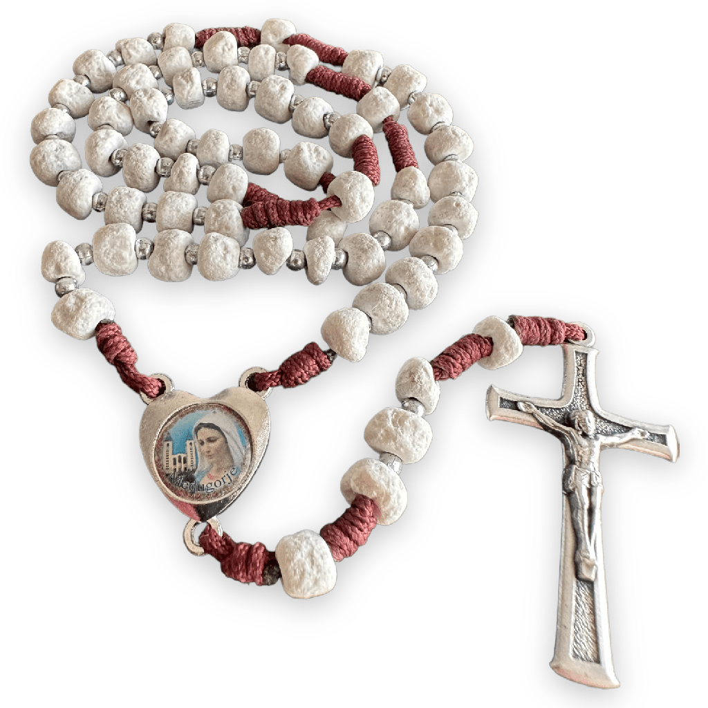 Rock Rosary w/ Relic from the Holy Ground of Medjugorje - Blessed By Pope | Catholically