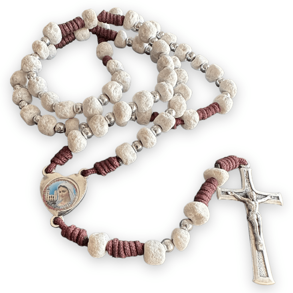Rock Rosary w/ Relic from the Holy Ground of Medjugorje - Blessed By Pope | Catholically
