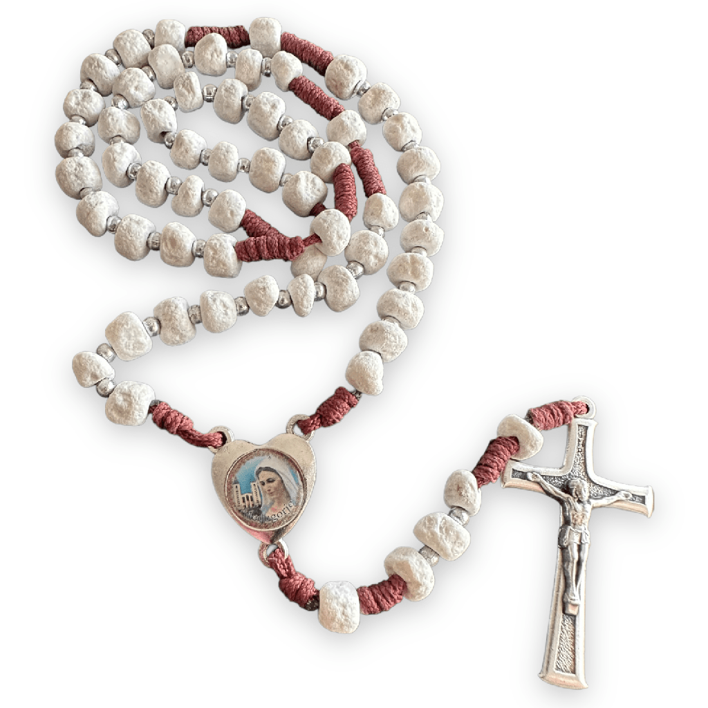 Rock Rosary w/ Relic from the Holy Ground of Medjugorje - Blessed By Pope | Catholically