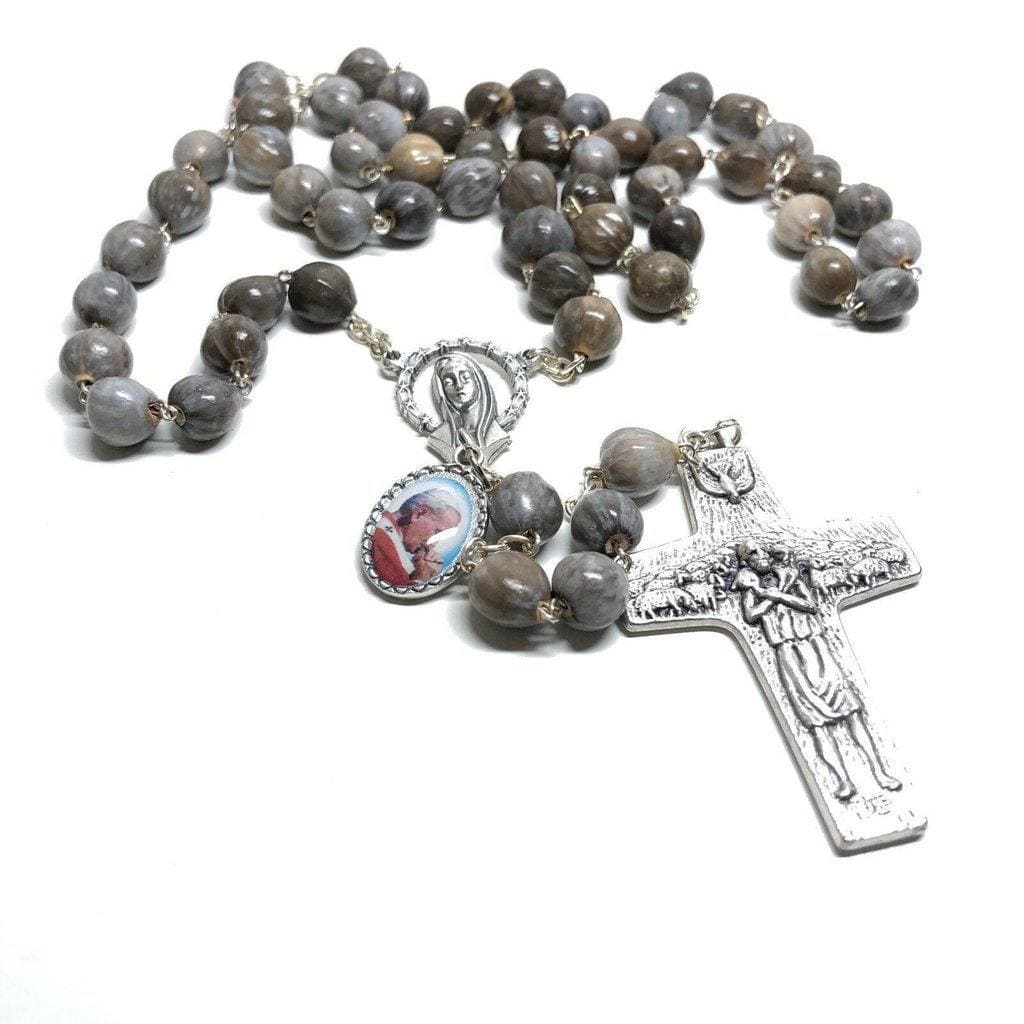 Rosary Job's Tears w/Relic Medal St.John Paul II - Blessed 04-27 Canonization | Catholically