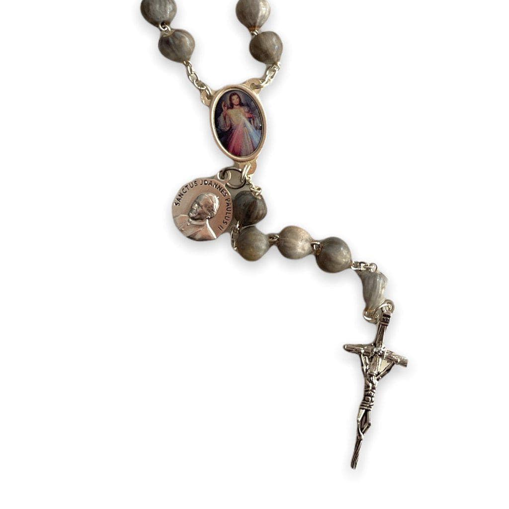 Rosary Job's Tears w/Relic Medal St.John Paul II - Blessed 04-27 Canonization | Catholically