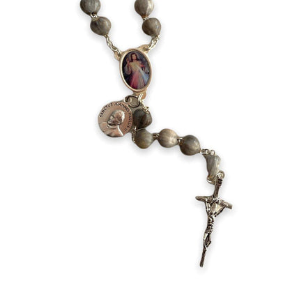 Rosary Job's Tears w/Relic Medal St.John Paul II - Blessed 04-27 Canonization | Catholically