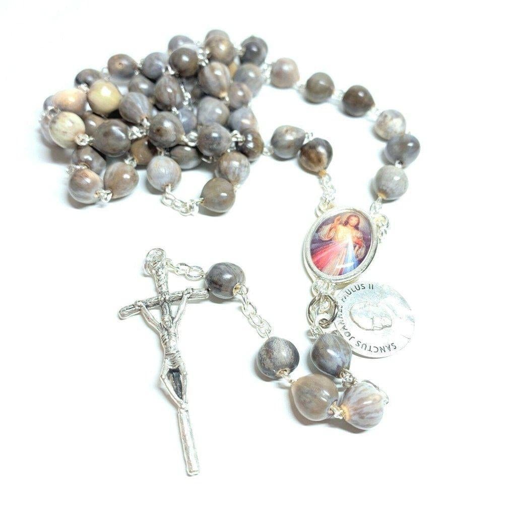 Rosary Job's Tears w/Relic Medal St.John Paul II - Blessed 04-27 Canonization | Catholically