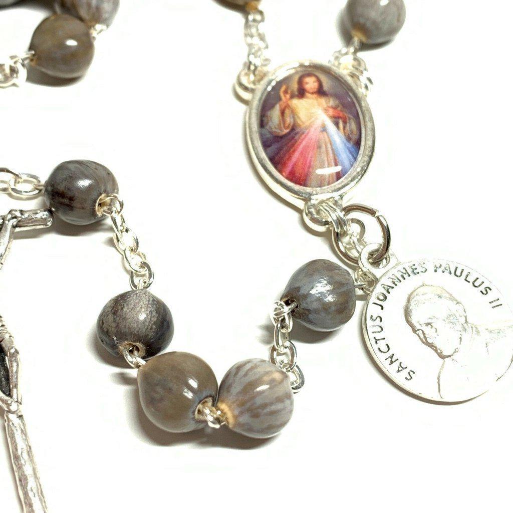 Rosary Job's Tears w/Relic Medal St.John Paul II - Blessed 04-27 Canonization | Catholically
