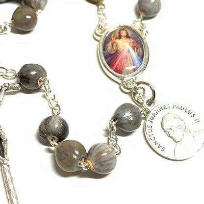 Rosary Job's Tears w/Relic Medal St.John Paul II - Blessed 04-27 Canonization | Catholically