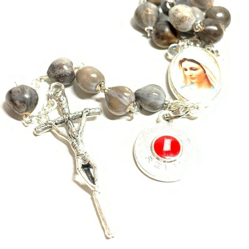Rosary Job's Tears w/Relic Medal St.John Paul II - Blessed 04-27 Canonization | Catholically