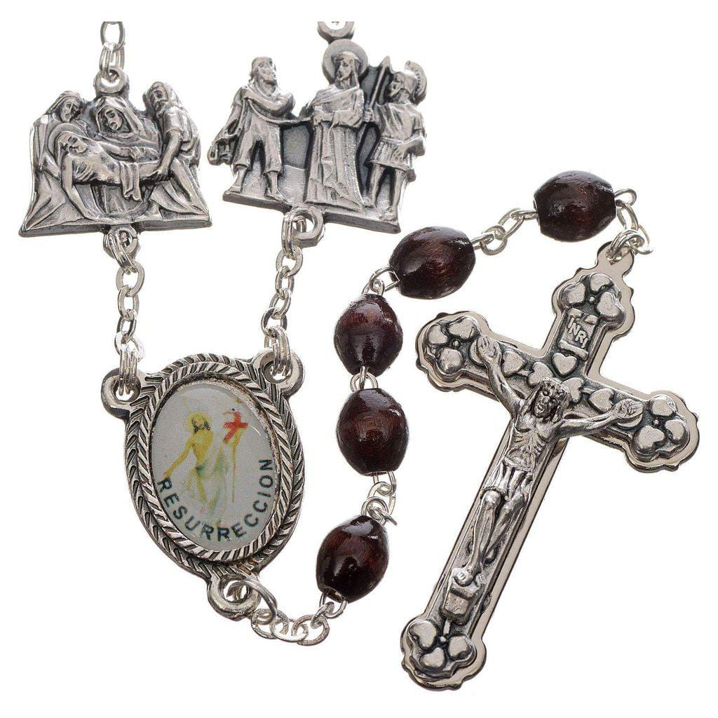 Rosary Stations Of The Cross dark Brown Wood - Easter rosary | Catholically