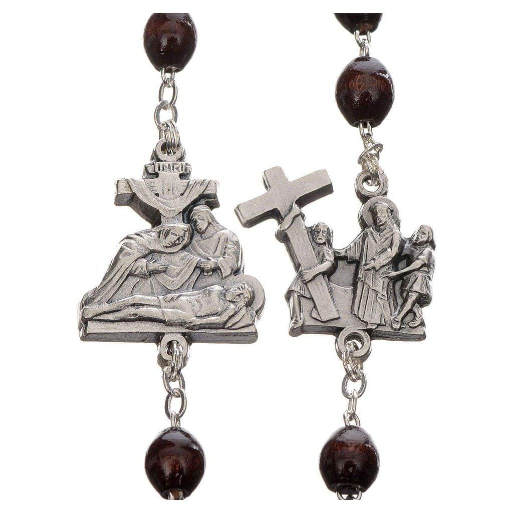 Rosary Stations Of The Cross dark Brown Wood - Easter rosary | Catholically