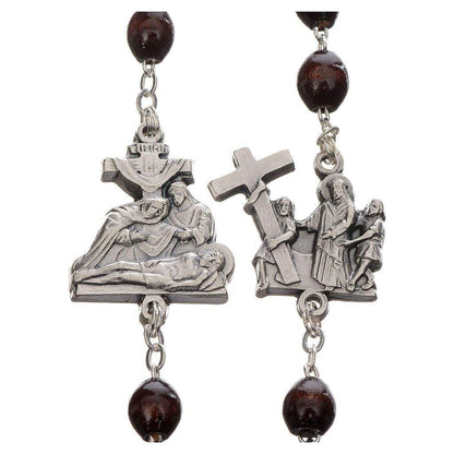 Rosary Stations Of The Cross dark Brown Wood - Easter rosary | Catholically