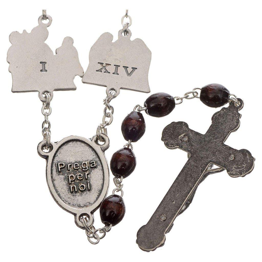 Rosary Stations Of The Cross dark Brown Wood - Easter rosary | Catholically