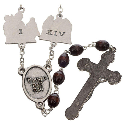 Rosary Stations Of The Cross dark Brown Wood - Easter rosary | Catholically