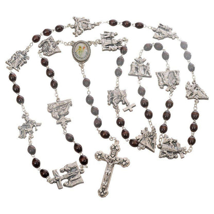 Rosary Stations Of The Cross dark Brown Wood - Easter rosary | Catholically