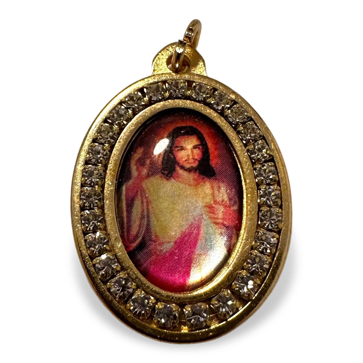 Sacred Heart Medal Pendant with strass - Blessed by Pope | Catholically