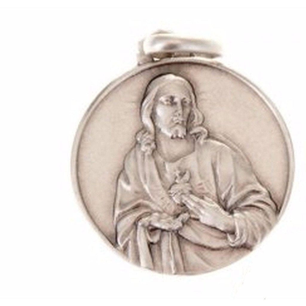 Sacred Heart Of Jesus Scapular Medal - 925 Sterling Silver - Blessed By Pope | Catholically