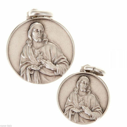 Sacred Heart Of Jesus Scapular Medal - 925 Sterling Silver - Blessed By Pope | Catholically