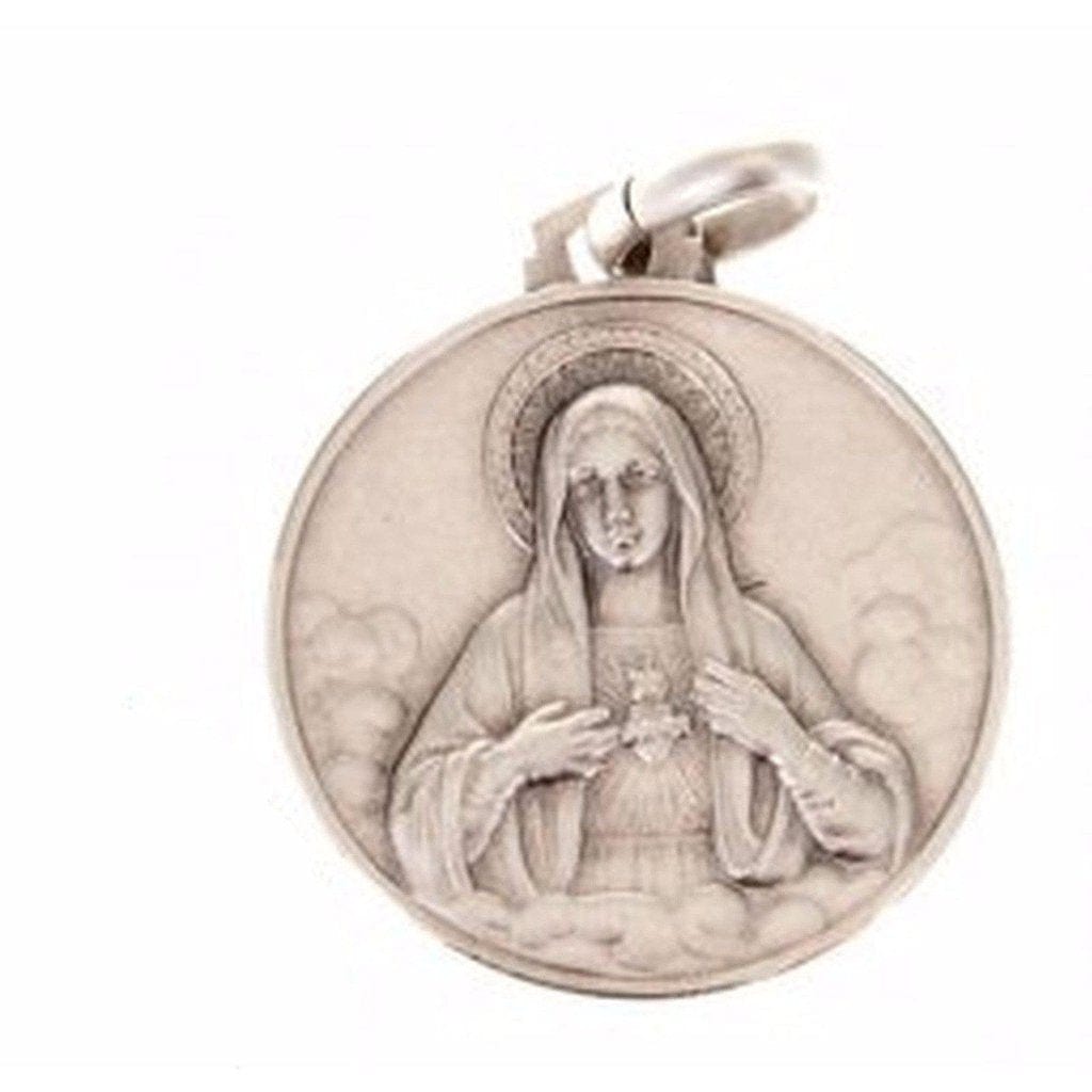 Sacred Heart Of Mary Scapular Medal - 925 Sterling Silver - Blessed By Pope | Catholically