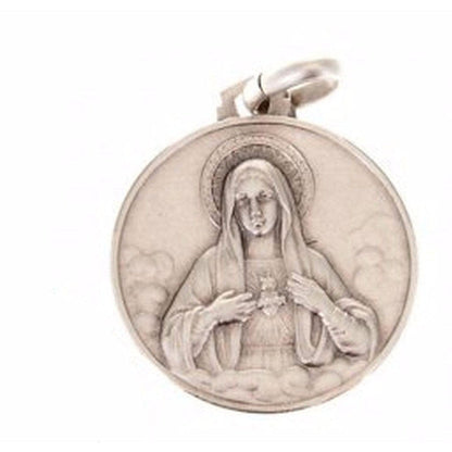 Sacred Heart Of Mary Scapular Medal - 925 Sterling Silver - Blessed By Pope | Catholically