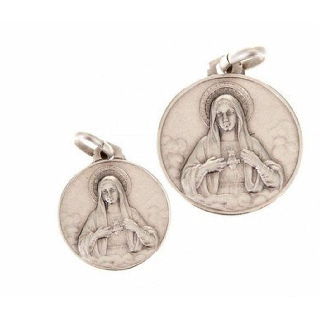 Sacred Heart Of Mary Scapular Medal - 925 Sterling Silver - Blessed By Pope | Catholically
