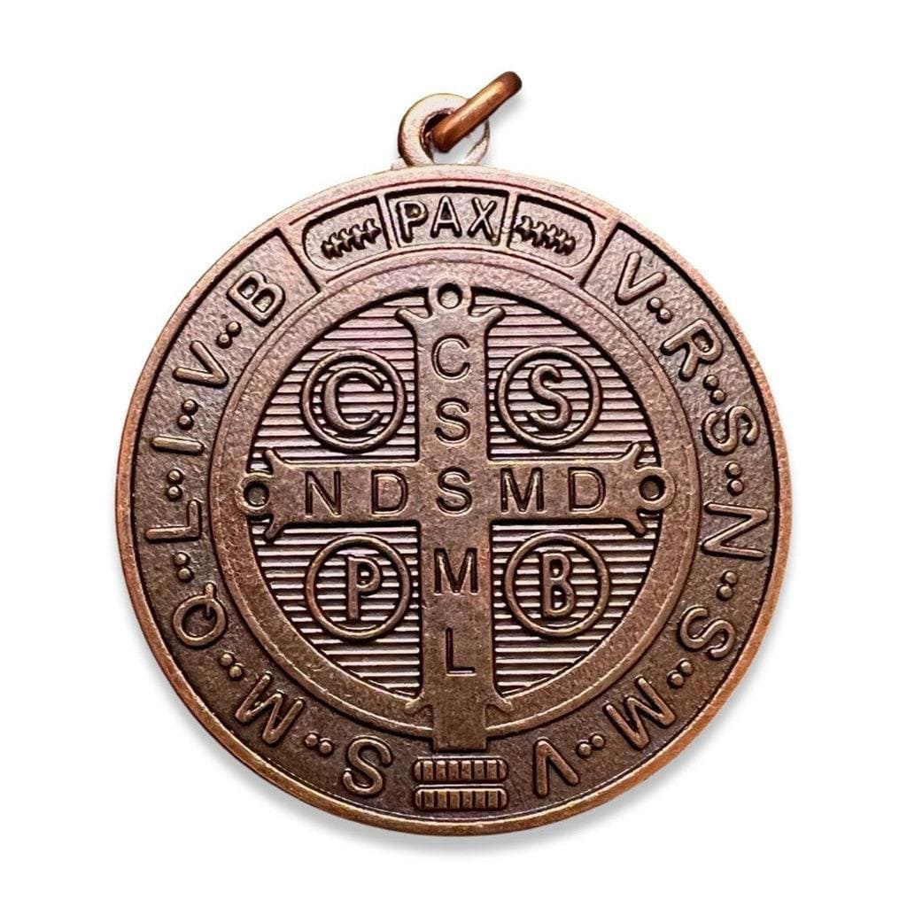 Saint Benedict 2" Copper-tone Medal Exorcism - San Benito - Blessed By Pope | Catholically