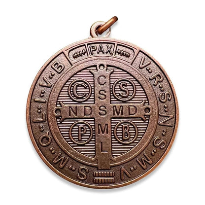 Saint Benedict 2" Copper-tone Medal Exorcism - San Benito - Blessed By Pope | Catholically