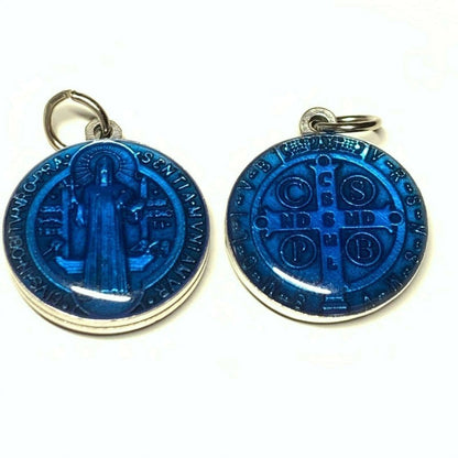 Saint Benedict Blue Resin Medal Catholic Exorcism - Blessed By Pope - Pendant | Catholically