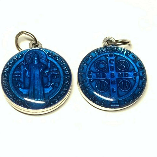 Saint Benedict Blue Resin Medal Catholic Exorcism - Blessed By Pope - Pendant | Catholically