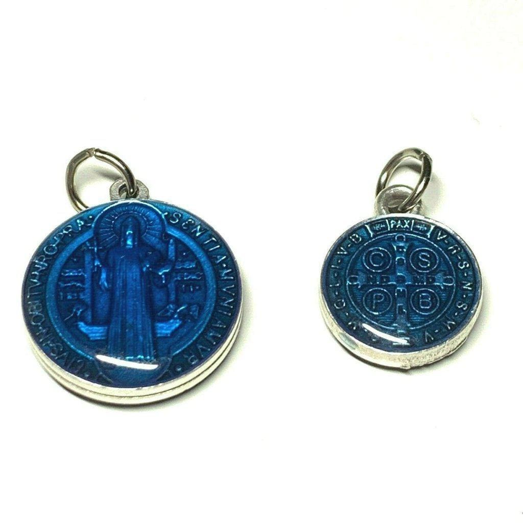 Saint Benedict Blue Resin Medal Catholic Exorcism - Blessed By Pope - Pendant | Catholically