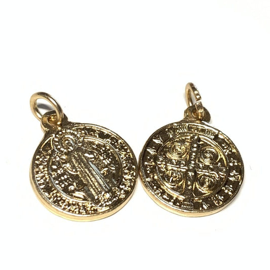 Saint Benedict Gold Tone Medal Catholic Exorcism - Blessed By Pope - Pendant | Catholically