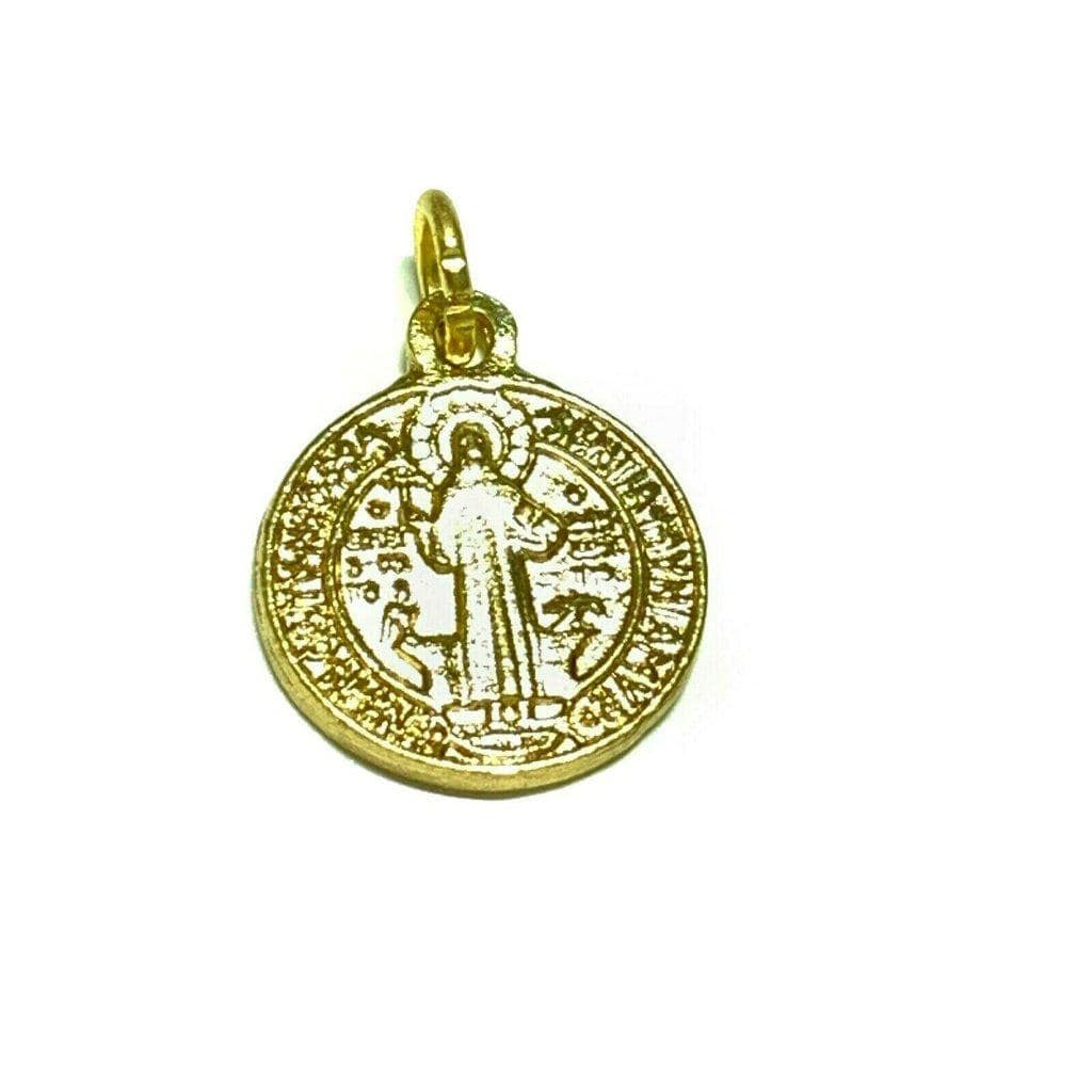 Saint Benedict Gold Tone Medal Catholic Exorcism - Blessed By Pope - Pendant | Catholically
