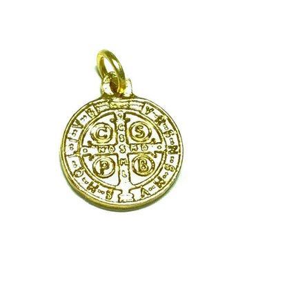 Saint Benedict Gold Tone Medal Catholic Exorcism - Blessed By Pope - Pendant | Catholically