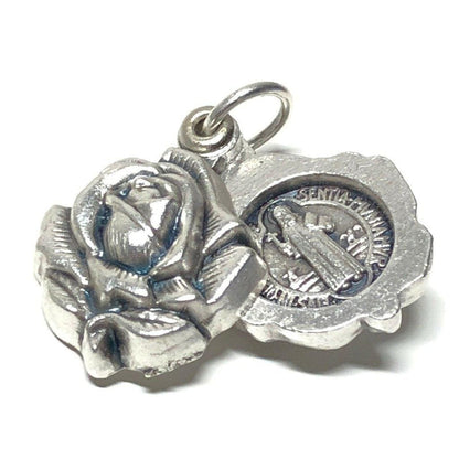 Saint Benedict Small Medal - Exorcism - Blessed By Pope - Rose Pendant | Catholically