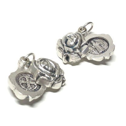 Saint Benedict Small Medal - Exorcism - Blessed By Pope - Rose Pendant | Catholically