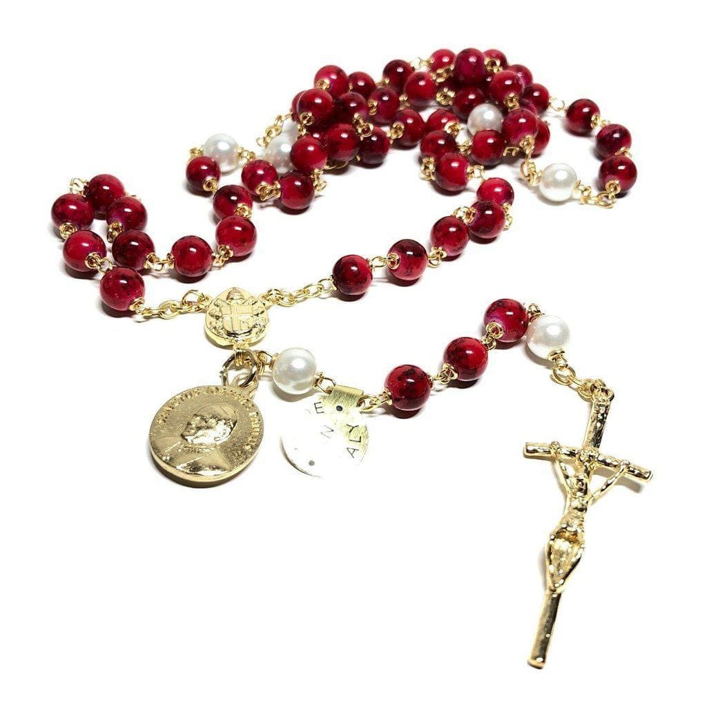 Saint JPII - St.John Paul II Pope - Blessed Rosary With Relic Ex-Indumentis | Catholically