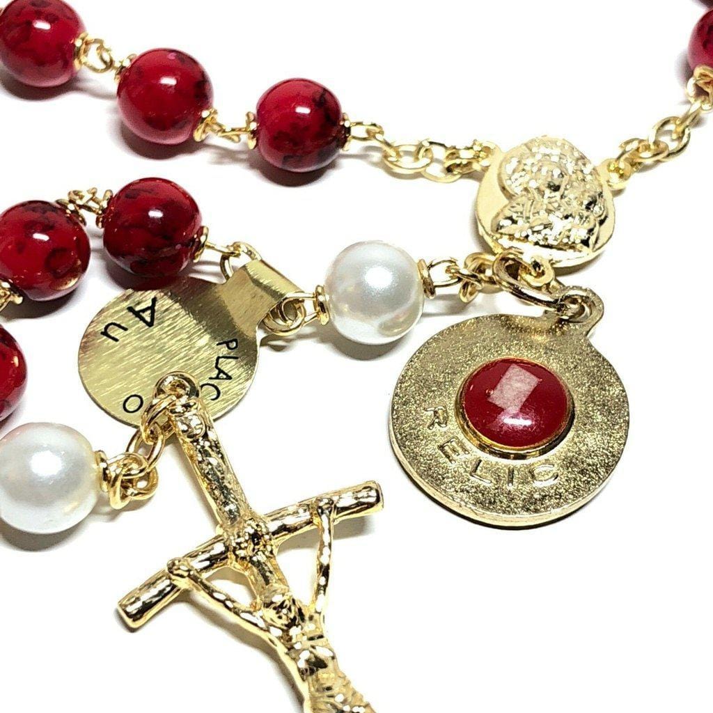 Saint JPII - St.John Paul II Pope - Blessed Rosary With Relic Ex-Indumentis | Catholically