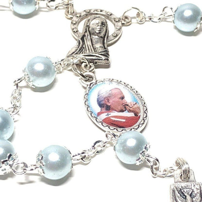 Saint JPII -St.John Paul II Pope- Canonization Rosary + Medal w/ Free Relic | Catholically