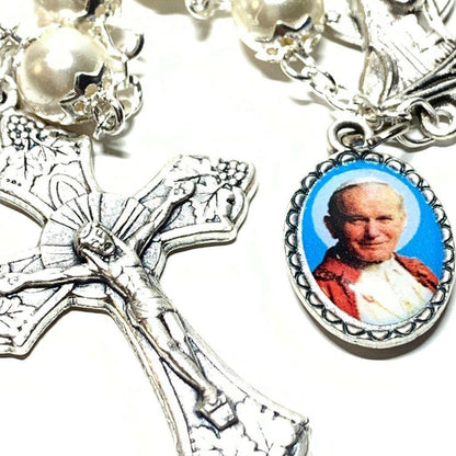 Saint JPII -St.John Paul Ii Pope- Canonization Rosary + Medal w/ Free Relic | Catholically