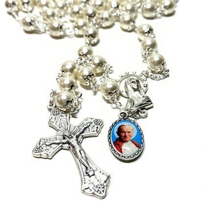 Saint JPII -St.John Paul Ii Pope- Canonization Rosary + Medal w/ Free Relic | Catholically