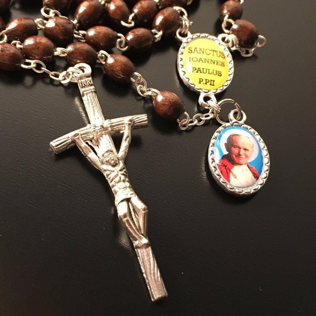 Saint JPII -St.John Paul II Pope- Canonization Rosary + Medal w/ Free Relic | Catholically