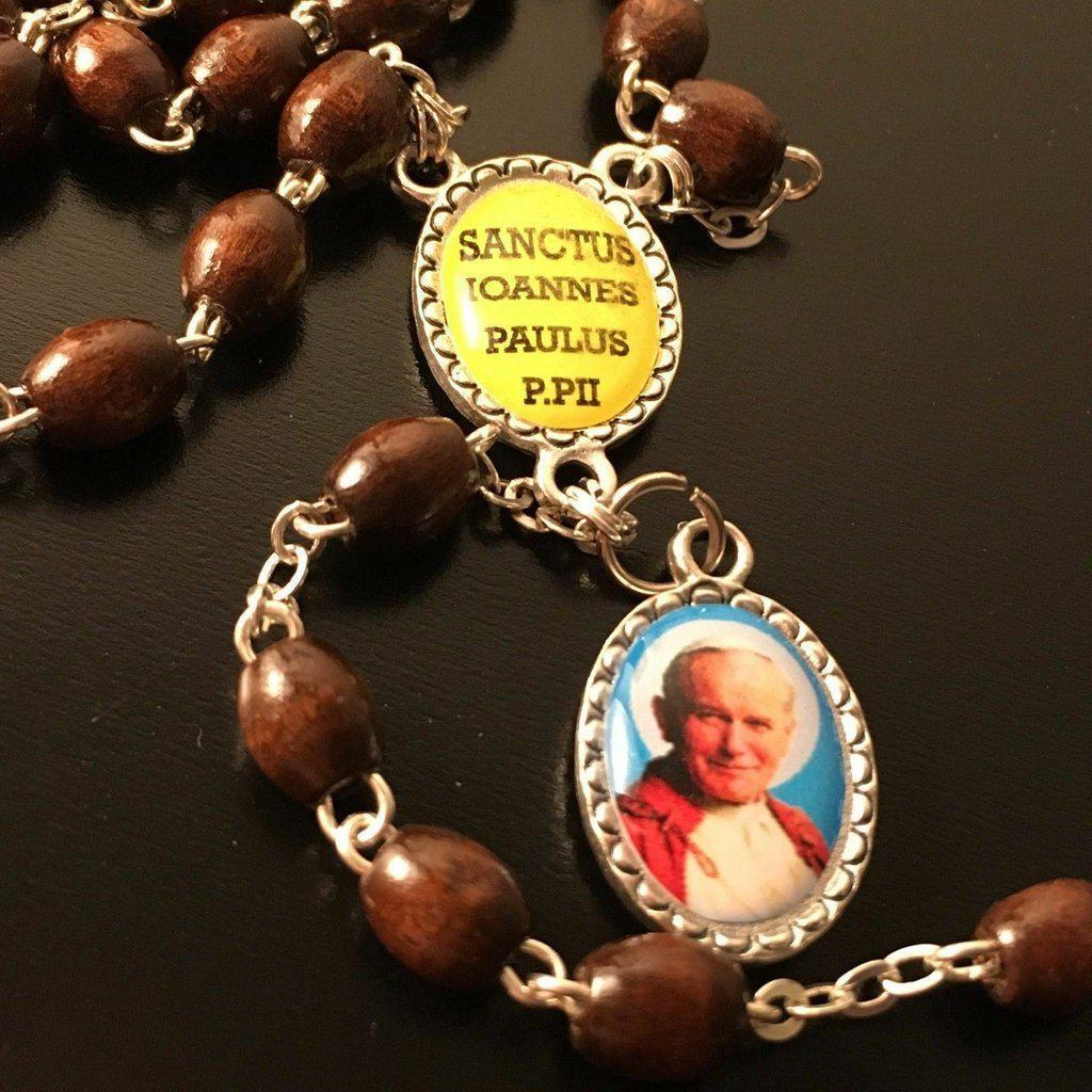 Saint JPII -St.John Paul II Pope- Canonization Rosary + Medal w/ Free Relic | Catholically