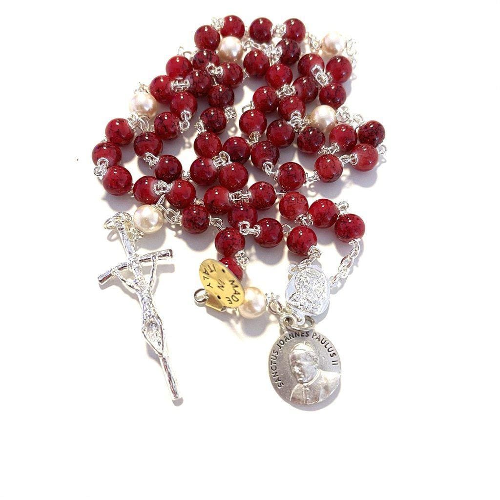 Saint JPII - St.John Paul II Pope - Silver Plated Canonization Blessed Rosary | Catholically