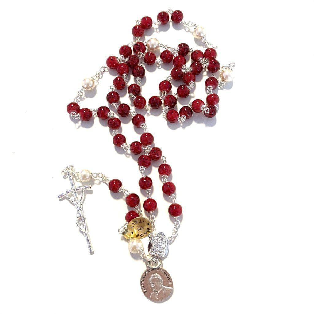 Saint JPII - St.John Paul II Pope - Silver Plated Canonization Blessed Rosary | Catholically
