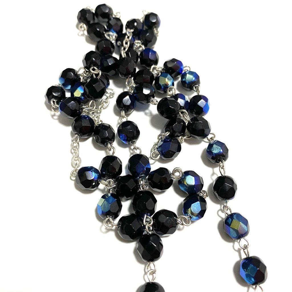 Saint Padre Pio Black Rosary Blessed By Pope w/ 2nd Class Relic - St. Father Pio | Catholically