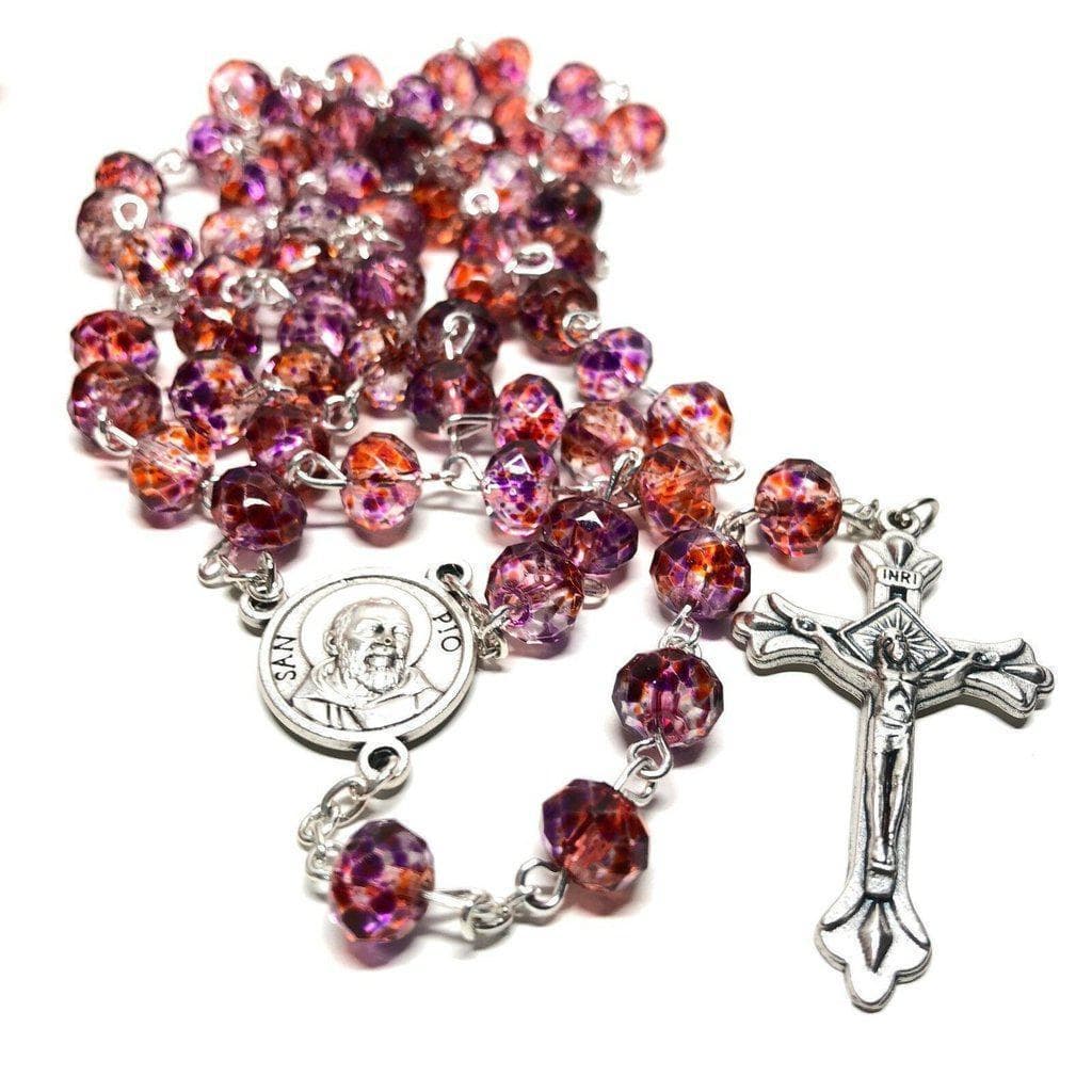 Saint Padre Pio Rosary Blessed By Pope w/ 2nd Class Relic - St. Father Pio | Catholically
