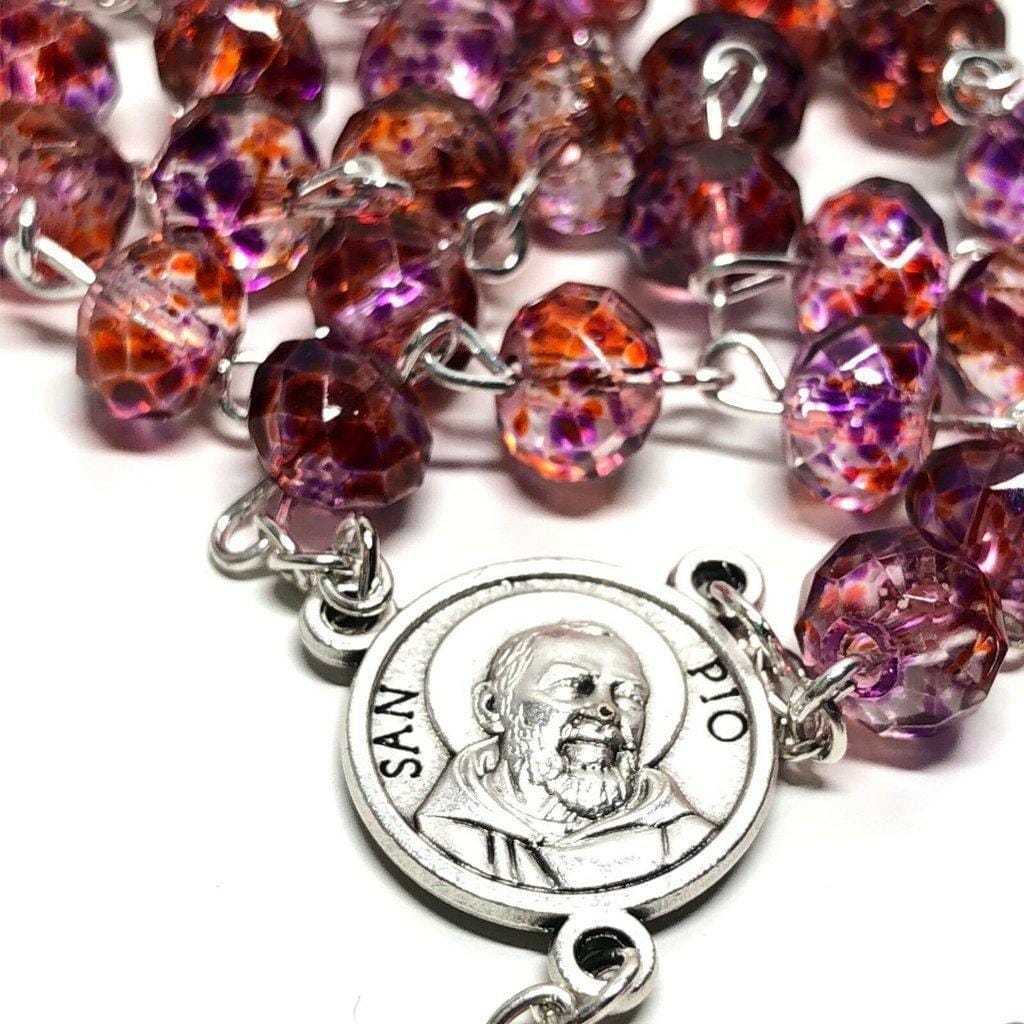 Saint Padre Pio Rosary Blessed By Pope w/ 2nd Class Relic - St. Father Pio | Catholically