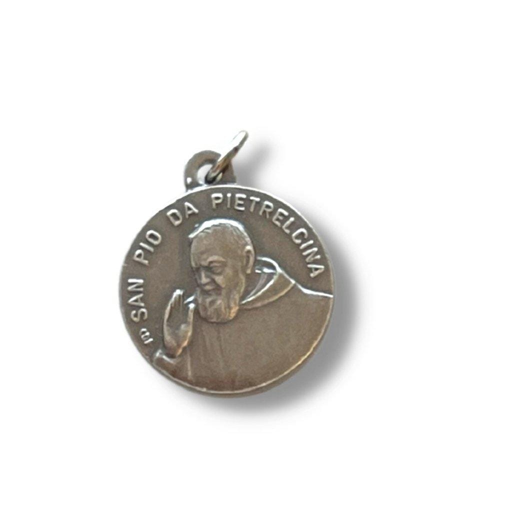 Saint Padre Pio Tiny Medal with Relic - St. Father Pio of Pietrelcina Relic | Catholically
